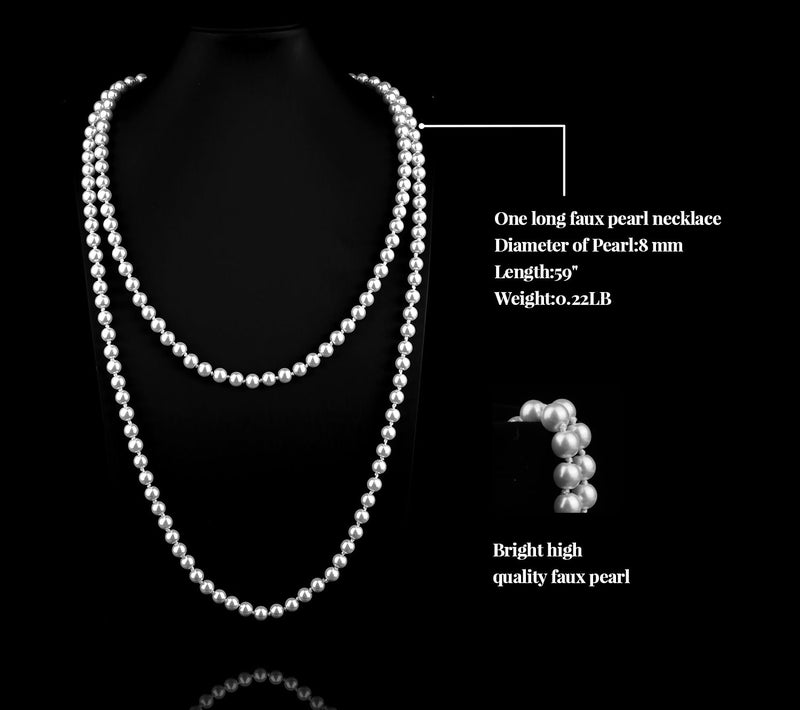 Cizoe 1920s Gatsby Accessories Set for Women Flapper Headband 20s Headpiece Necklace Gloves(ab4) - Image 4